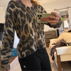 Young Fabulous & Broke Animal Print V-Neck Sweater